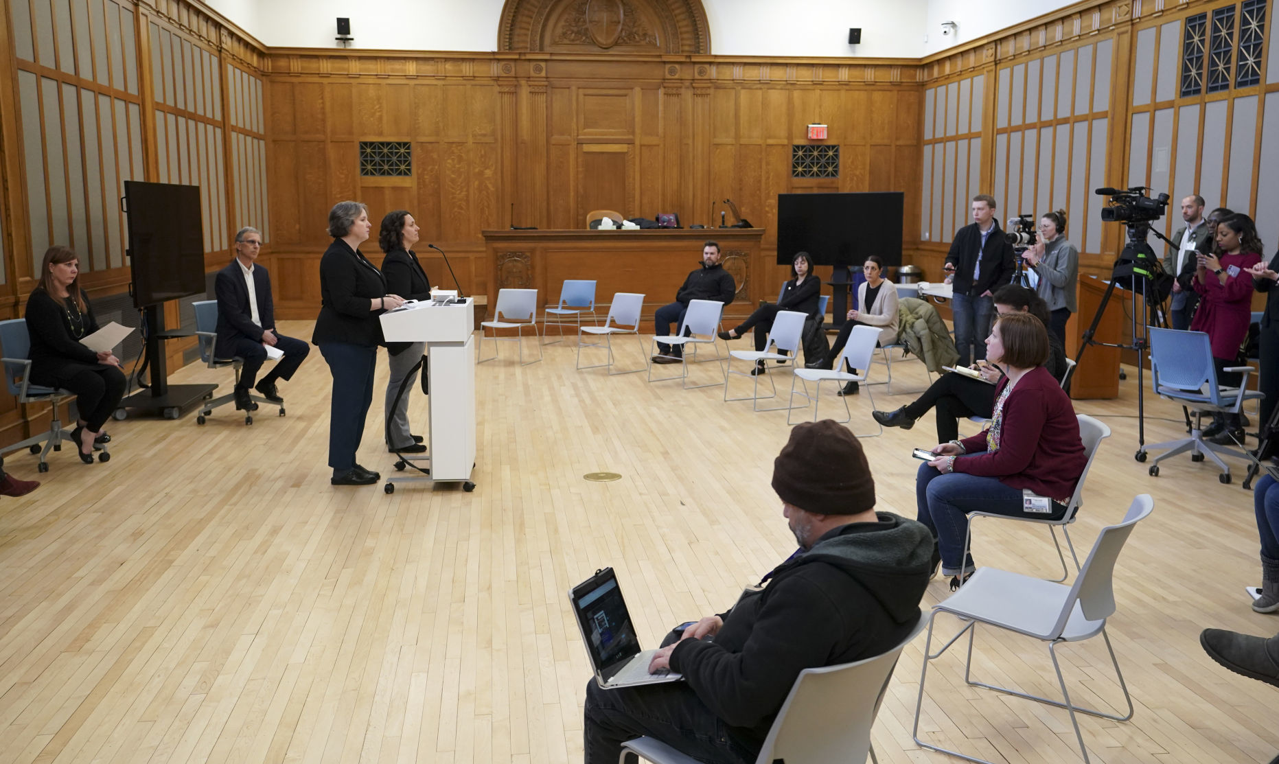 Addressing reporters